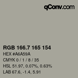 カラーコード: RGB 166.7 165 154 | qconv.com