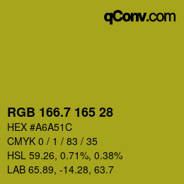 カラーコード: RGB 166.7 165 28 | qconv.com