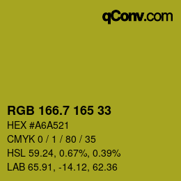 カラーコード: RGB 166.7 165 33 | qconv.com