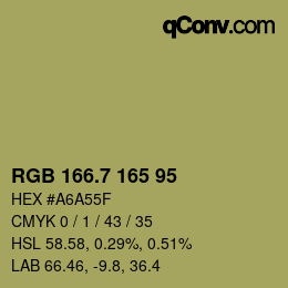 カラーコード: RGB 166.7 165 95 | qconv.com