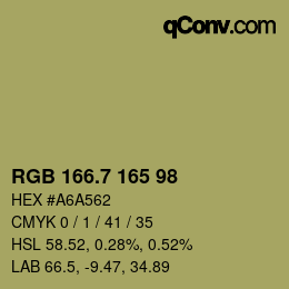 カラーコード: RGB 166.7 165 98 | qconv.com