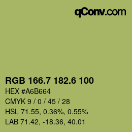 カラーコード: RGB 166.7 182.6 100 | qconv.com