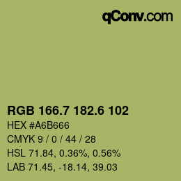 カラーコード: RGB 166.7 182.6 102 | qconv.com