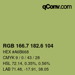 カラーコード: RGB 166.7 182.6 104 | qconv.com