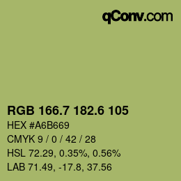 カラーコード: RGB 166.7 182.6 105 | qconv.com