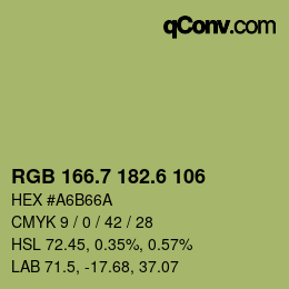 カラーコード: RGB 166.7 182.6 106 | qconv.com