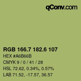 カラーコード: RGB 166.7 182.6 107 | qconv.com