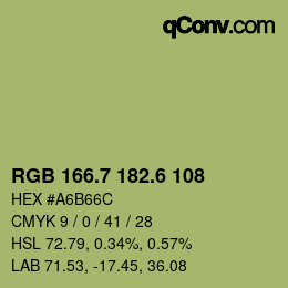 カラーコード: RGB 166.7 182.6 108 | qconv.com