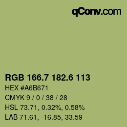 カラーコード: RGB 166.7 182.6 113 | qconv.com