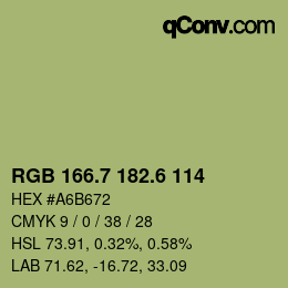 カラーコード: RGB 166.7 182.6 114 | qconv.com