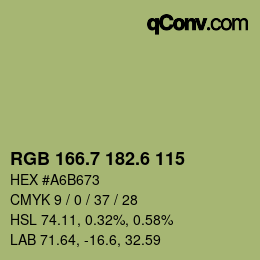 カラーコード: RGB 166.7 182.6 115 | qconv.com