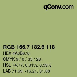 カラーコード: RGB 166.7 182.6 118 | qconv.com