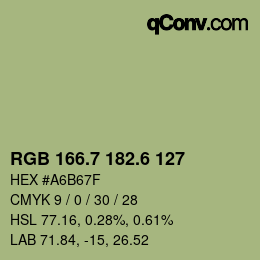 カラーコード: RGB 166.7 182.6 127 | qconv.com