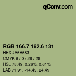 カラーコード: RGB 166.7 182.6 131 | qconv.com