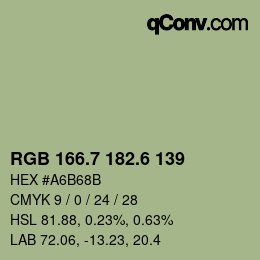 カラーコード: RGB 166.7 182.6 139 | qconv.com