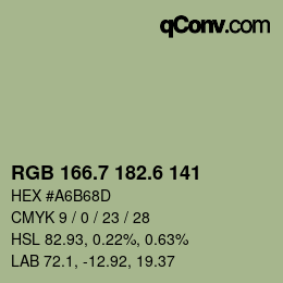 カラーコード: RGB 166.7 182.6 141 | qconv.com