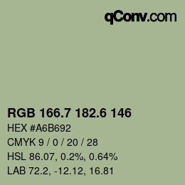 カラーコード: RGB 166.7 182.6 146 | qconv.com