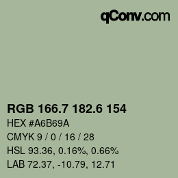 カラーコード: RGB 166.7 182.6 154 | qconv.com