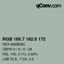 カラーコード: RGB 166.7 182.6 172 | qconv.com