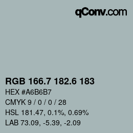 カラーコード: RGB 166.7 182.6 183 | qconv.com