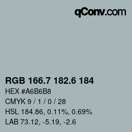 カラーコード: RGB 166.7 182.6 184 | qconv.com