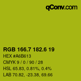 カラーコード: RGB 166.7 182.6 19 | qconv.com
