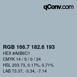 カラーコード: RGB 166.7 182.6 193 | qconv.com