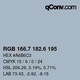 カラーコード: RGB 166.7 182.6 195 | qconv.com