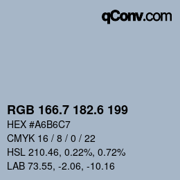 カラーコード: RGB 166.7 182.6 199 | qconv.com