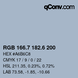 カラーコード: RGB 166.7 182.6 200 | qconv.com