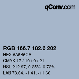 カラーコード: RGB 166.7 182.6 202 | qconv.com