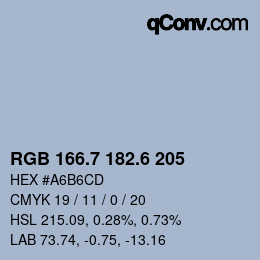 カラーコード: RGB 166.7 182.6 205 | qconv.com
