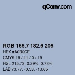 カラーコード: RGB 166.7 182.6 206 | qconv.com