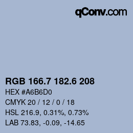 カラーコード: RGB 166.7 182.6 208 | qconv.com