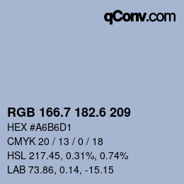 カラーコード: RGB 166.7 182.6 209 | qconv.com