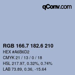 カラーコード: RGB 166.7 182.6 210 | qconv.com