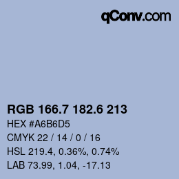 カラーコード: RGB 166.7 182.6 213 | qconv.com