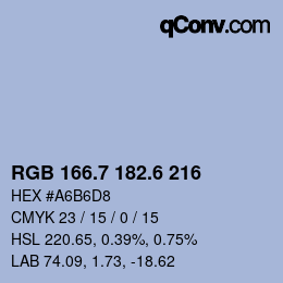 カラーコード: RGB 166.7 182.6 216 | qconv.com