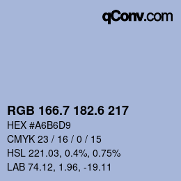 カラーコード: RGB 166.7 182.6 217 | qconv.com