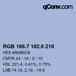 カラーコード: RGB 166.7 182.6 218 | qconv.com