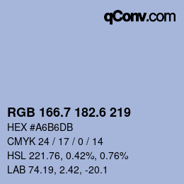 カラーコード: RGB 166.7 182.6 219 | qconv.com