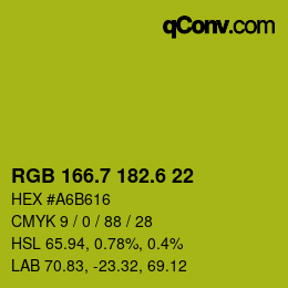 カラーコード: RGB 166.7 182.6 22 | qconv.com