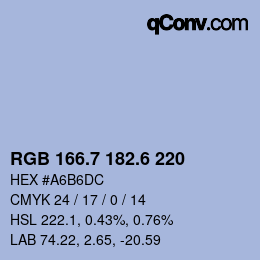 カラーコード: RGB 166.7 182.6 220 | qconv.com