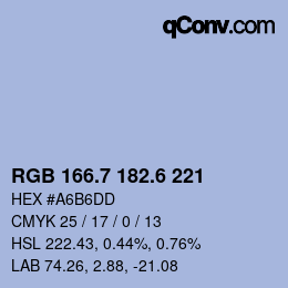 カラーコード: RGB 166.7 182.6 221 | qconv.com