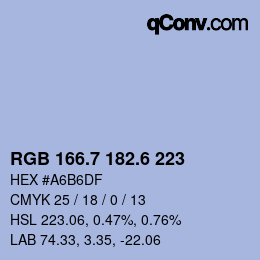 カラーコード: RGB 166.7 182.6 223 | qconv.com