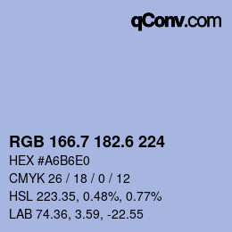 カラーコード: RGB 166.7 182.6 224 | qconv.com