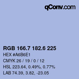 カラーコード: RGB 166.7 182.6 225 | qconv.com