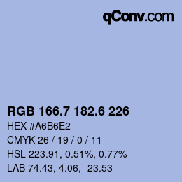 カラーコード: RGB 166.7 182.6 226 | qconv.com