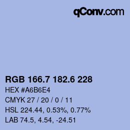 カラーコード: RGB 166.7 182.6 228 | qconv.com