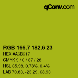 カラーコード: RGB 166.7 182.6 23 | qconv.com